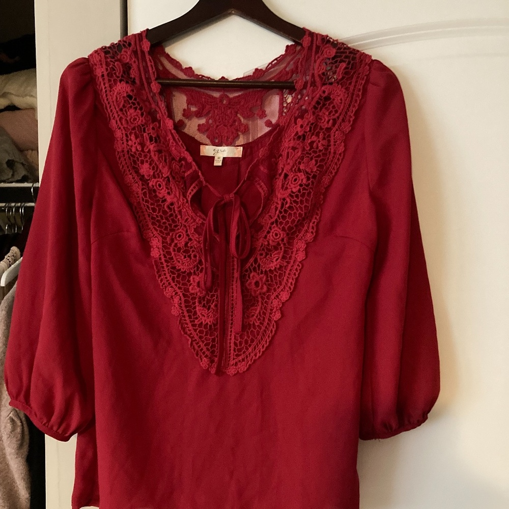 Modcloth Red Lace Blouse - Picture 5 of 5